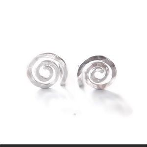Sterling Silver Hand Made Hammered Spiral Earrings